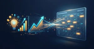 جدول بيانات تتحول خلاياه إلى رسوم بيانية ومصباح رؤى مضيء