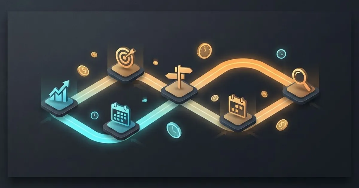 خارطة طريق مضيئة تمر بخمس محطات تمثل مراحل الخطة التسويقية من التحليل إلى القياس