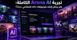 واجهة Arena AI مع أمثلة لمحتوى مولد