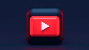 شعار يوتيوب ثلاثي الأبعاد باللون الأحمر