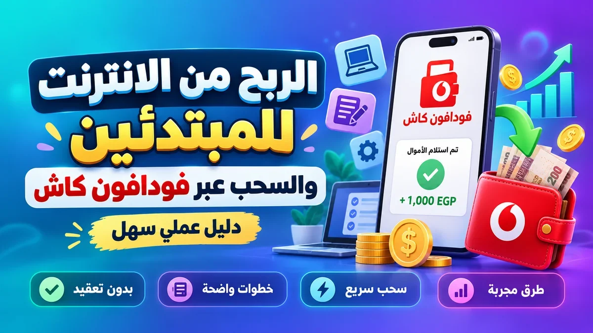 دليل الربح من الانترنت وسحب الأرباح عبر فودافون كاش من أكاديمية النخيلي