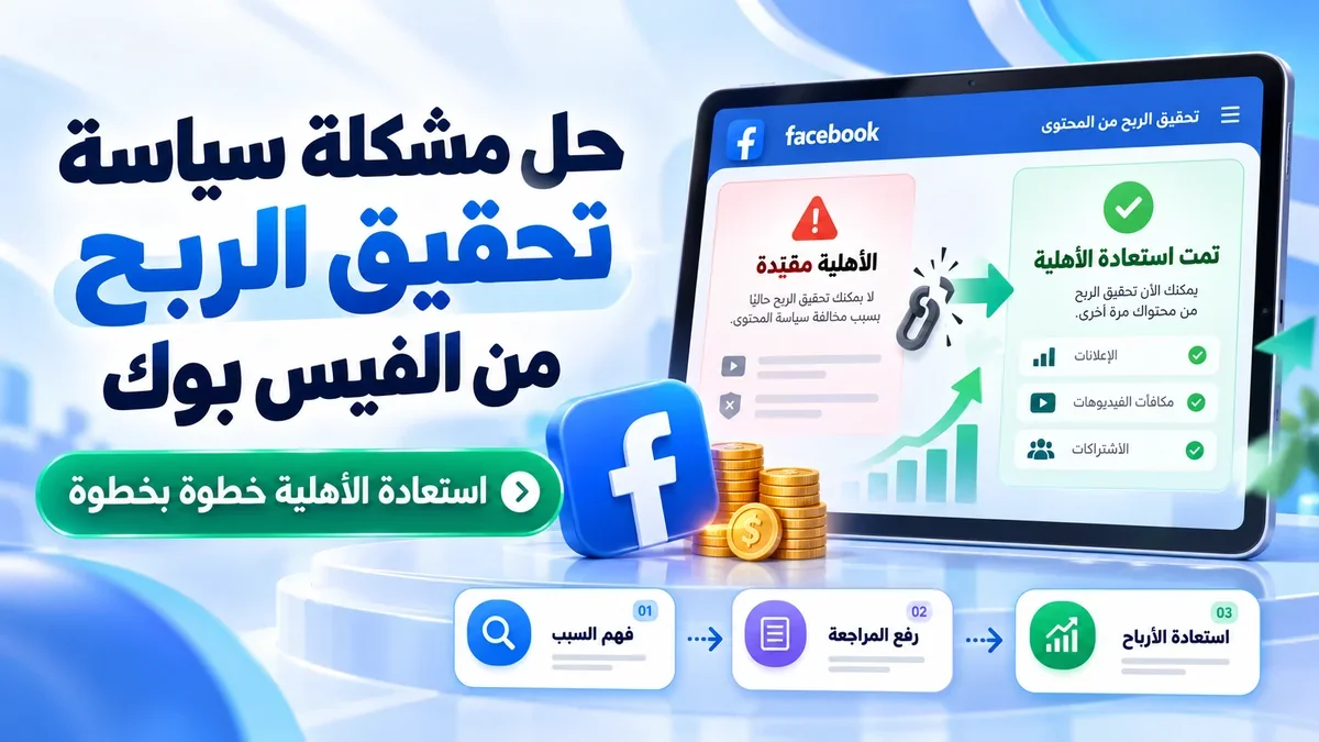 حل مشكلة سياسة تحقيق الربح من الفيس بوك واستعادة الأهلية في أكاديمية النخيلي