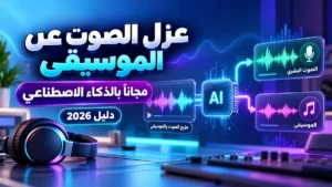 شرح عزل الصوت عن الموسيقى بالذكاء الاصطناعي مجانا عبر منصة أكاديمية النخيلي