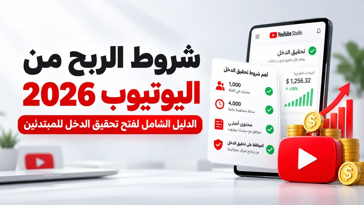شروط الربح من اليوتيوب 2026 ودليل تفعيل الدخل مقدمة من أكاديمية النخيلي