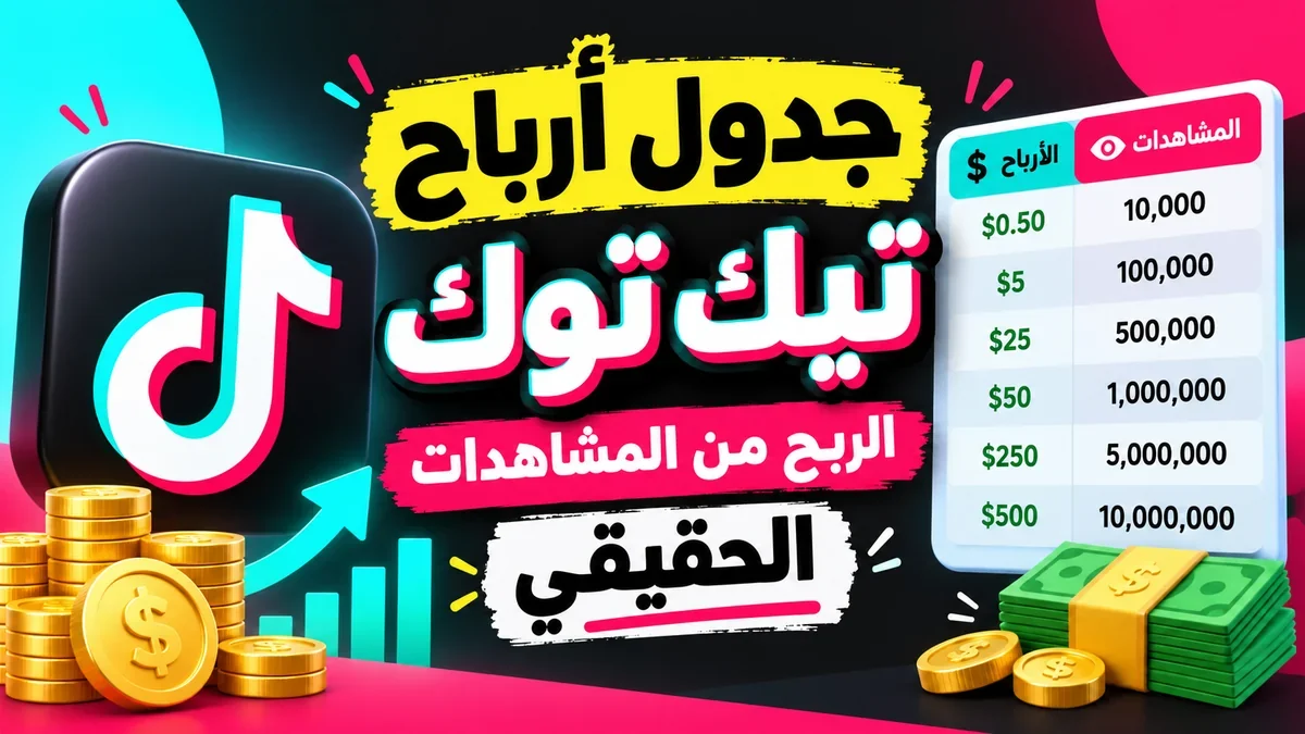 جدول أرباح التيك توك والربح من التيك توك عن طريق المشاهدات في أكاديمية النخيلي