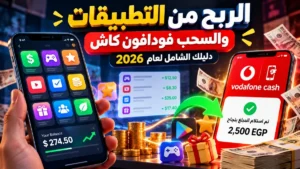 شرح الربح من التطبيقات والسحب فودافون كاش في أكاديمية النخيلي