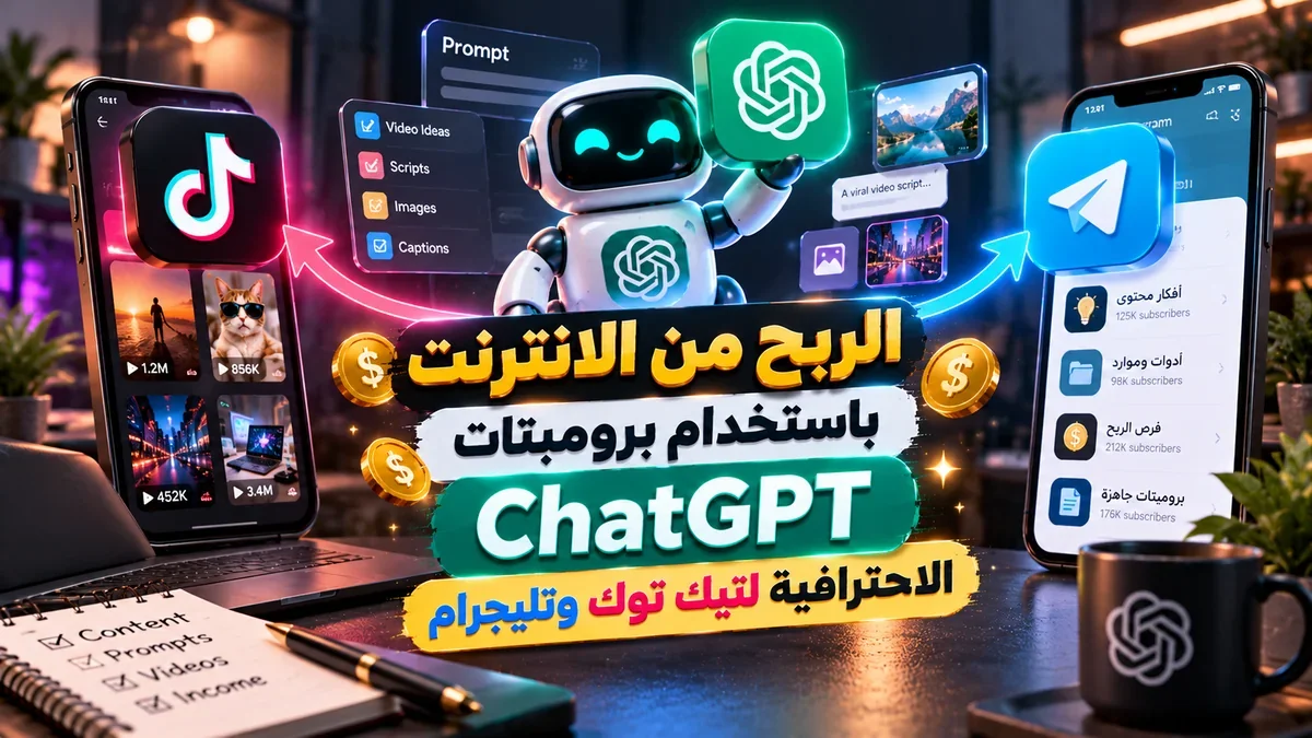 برومبتات ChatGPT الاحترافية لزيادة الربح من الانترنت عبر تيك توك وتليجرام - أكاديمية النخيلي