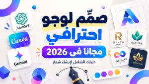 طريقة تصميم لوجو احترافي مجانا بالذكاء الاصطناعي عبر أكاديمية النخيلي