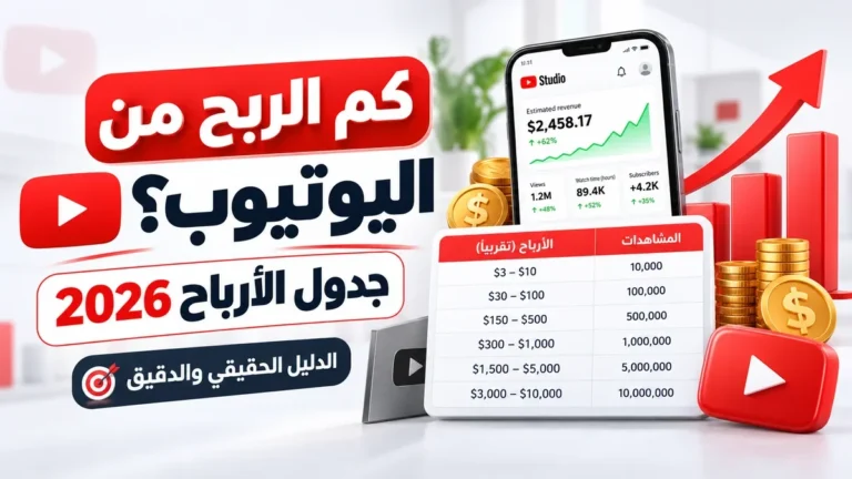 كم الربح من اليوتيوب جدول الأرباح الحقيقي والدقيق على أكاديمية النخيلي