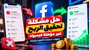 حل مشكلة تحقيق الربح غير مؤهلة فيسبوك واستعادة الأهلية عبر أكاديمية النخيلي