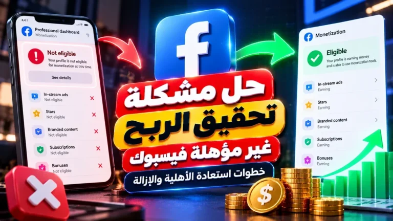حل مشكلة تحقيق الربح غير مؤهلة فيسبوك واستعادة الأهلية عبر أكاديمية النخيلي