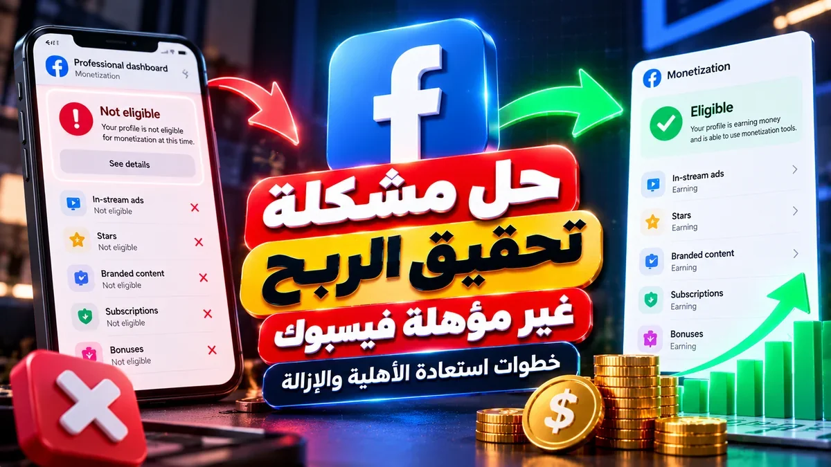 حل مشكلة تحقيق الربح غير مؤهلة فيسبوك واستعادة الأهلية عبر أكاديمية النخيلي